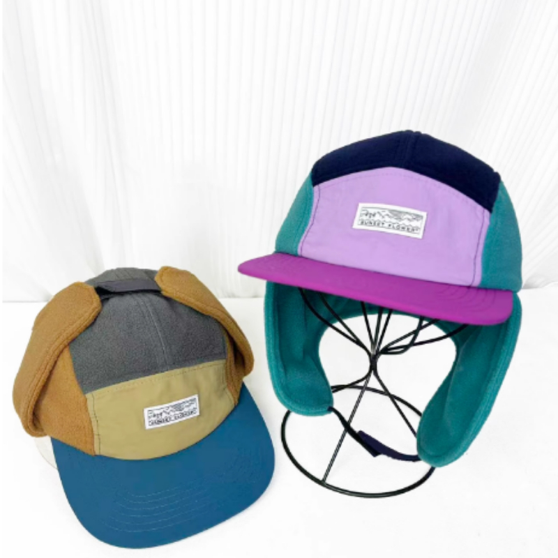 韓国製冬用ポーラーフリースカラーブロック五枚パネルフライング - Corduroy Cap 5 Panel のレビューと価格