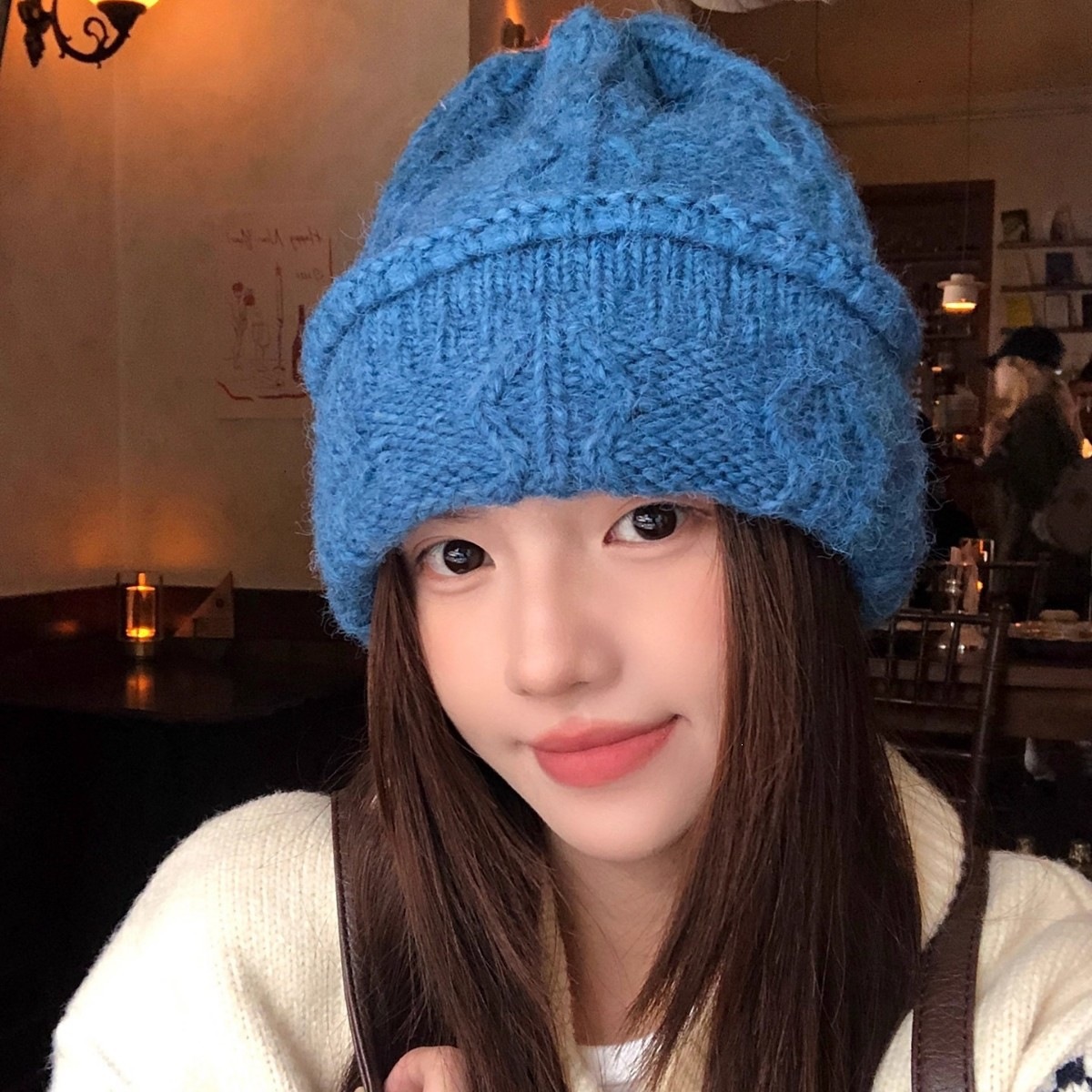 クリーム色のケーブルニットビーニー、女性用冬用暖かい厚手の折 - Beanie Cuffed Knit のレビューと価格